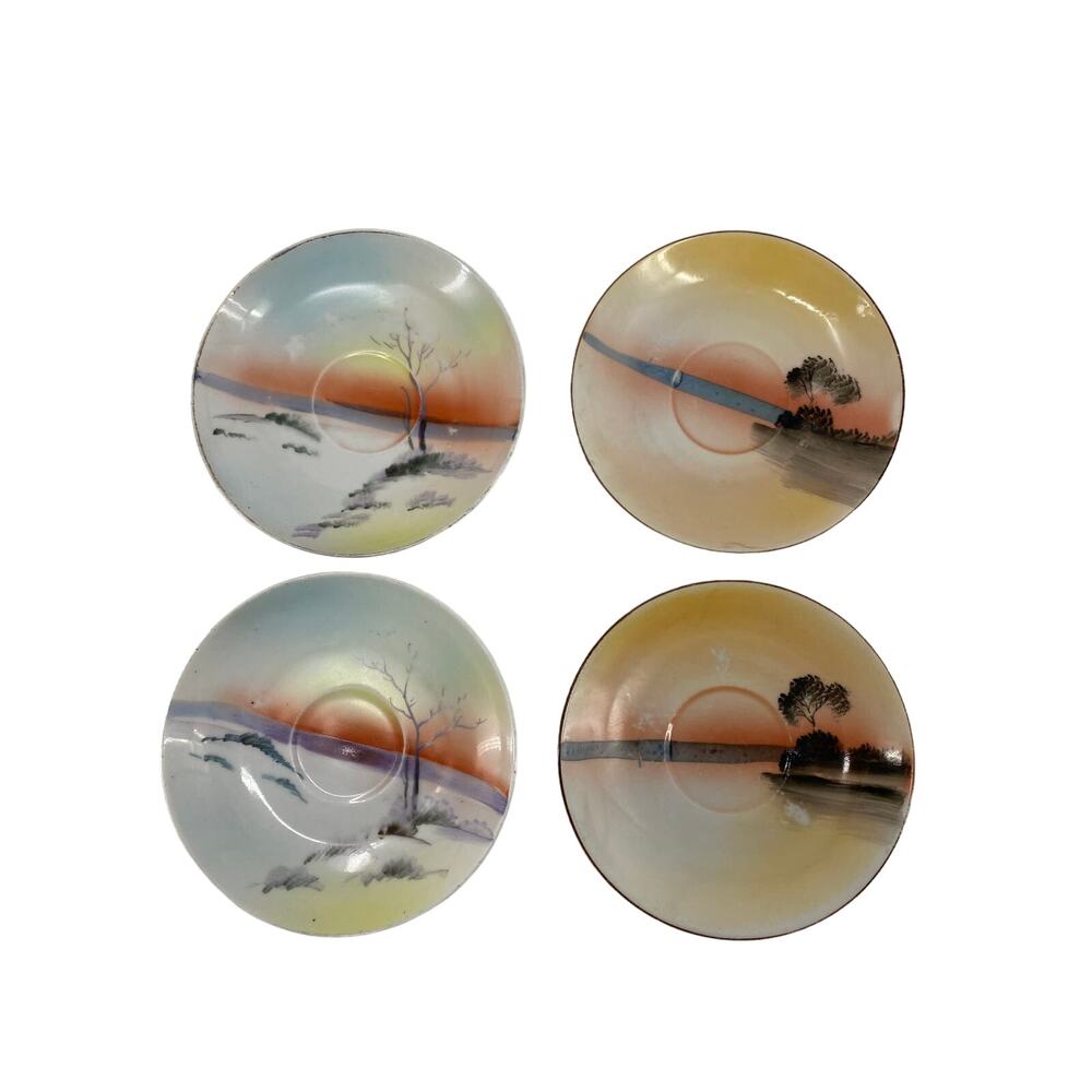 set of 4 VTG Independence Ironstone Castleton China platter 13”x9” sunset Japan